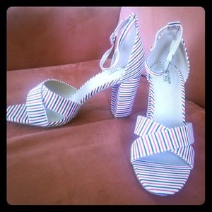Striped Block Heel Sandal